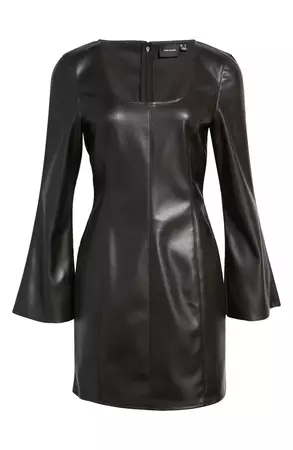 VERO MODA Bella Long Sleeve Faux Leather Minidress | Nordstrom