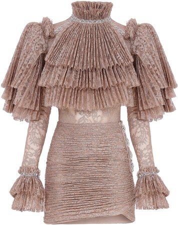 Raisa Vanessa Ruffled Lace-Plisse Mini Dress