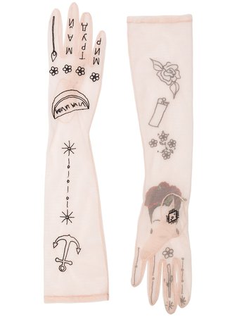 Tender and Dangerous Frida Kahlo embroidered gloves TD9901001 - Farfetch