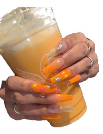 Orange nails&drink 🍊