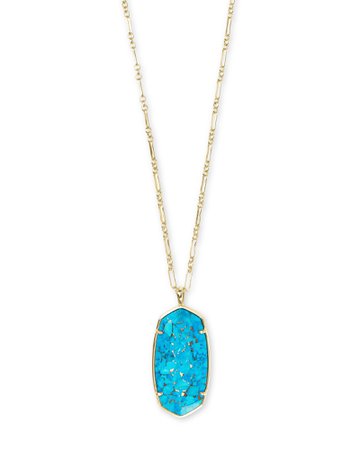 Faceted Reid Gold Long Pendant Necklace in Bronze Veined Turquoise Magnesite | Kendra Scott
