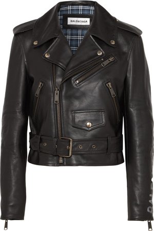 Balenciaga | Cropped printed leather biker jacket | NET-A-PORTER.COM