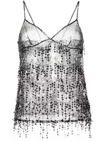 CHANEL Pre-Owned 2002 Sequinned Silk Cami Top - Farfetch
