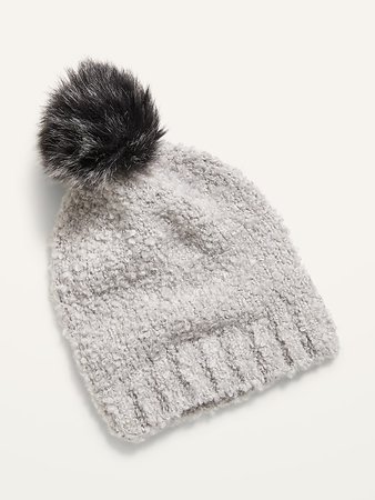 Cozy Bouclé Faux-Fur Pom-Pom Beanie Hat for Women | Old Navy