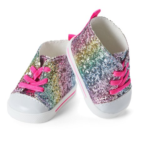 Rainbow Glitter American Girl Doll Shoes