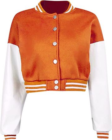 Amazon.com: Oxodoi Cropped Bomber Jacket Women Button Down Varsity Jacket Breasted Color Block Baseball Jacket Y2k Patchwork Streetwear : Clothing, Shoes & Jewelry