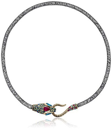 Betsey Johnson "Dark Shadows Pave Snake Mesh Collar Necklace: Jewelry