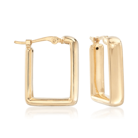 14kt Yellow Gold Small Square Hoop Earrings. 5/8"