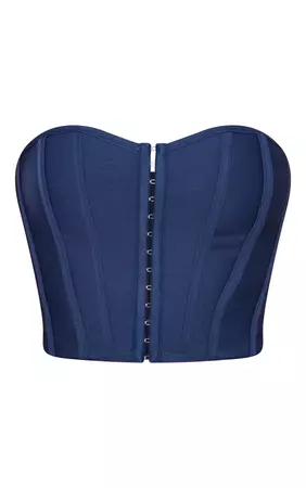 NAVY Blue Steel Bandage Hook And Eye Structured Corset, PrettyLittleThing  USA