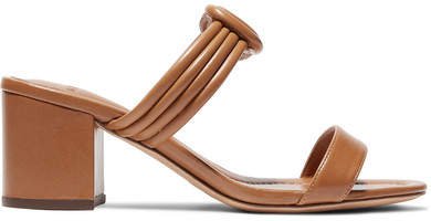 Vicky Knotted Leather Mules - Light brown
