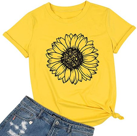 Sunflower Shirts for Women Cute Graphic Tee Shirts Short Sleeve Tee Shirts Top: Amazon.ca: Clothing & Accessories