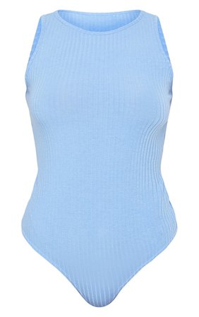 Cornflower Blue Wide Rib Sleeveless Bodysuit | PrettyLittleThing USA
