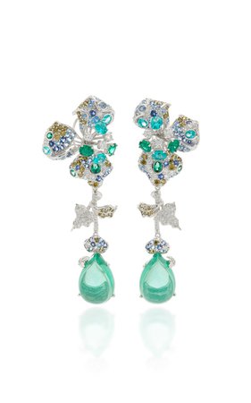 Anabela Chan, Orchid 18K White Gold Vermeil Multi-Stone Earrings