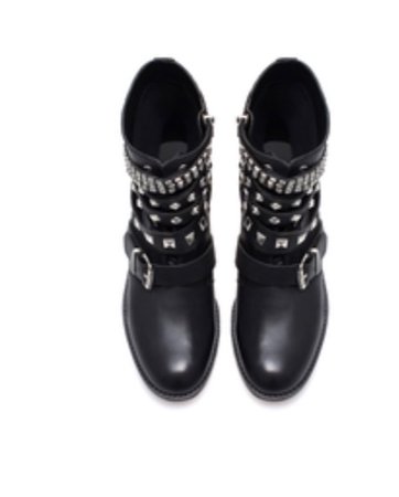 zara black studded ankle boots