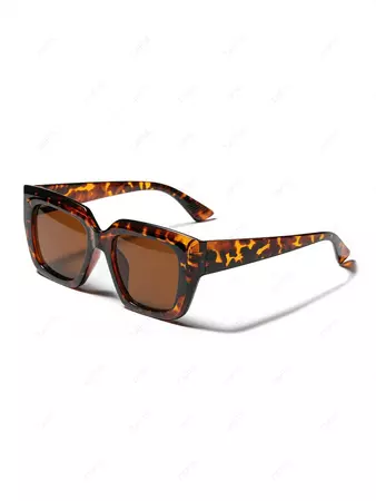 Square Shape Wide Frame Sunglasses In LEOPARD | ZAFUL 2024