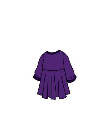 cartoon kids dress- primary purple twirl dress