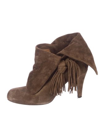 Chloé Suede Round-Toe Ankle Boots - Shoes - CHL90738 | The RealReal