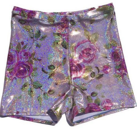 flower hologram shorts