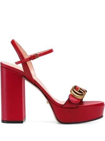 Shop red Gucci Platform sandal with Double G with Express Delivery - Farfetch