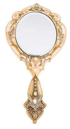 gold hand mirror