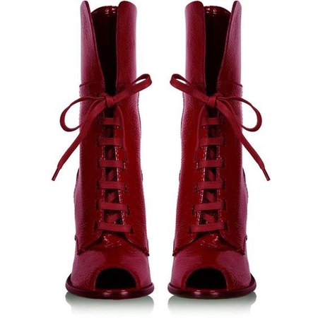 Dolce&Gabbana Red Patent Peeptoe Boots