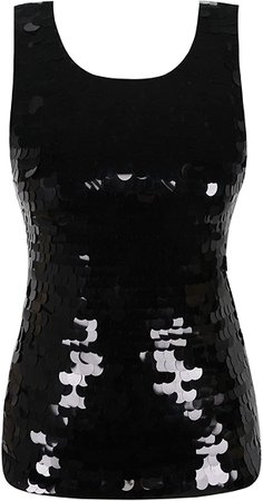 PrettyGuide Women's Shimmer Glam Sequin Embellished Sparkle Tank Top Vest Tops at Amazon Women’s Clothing store