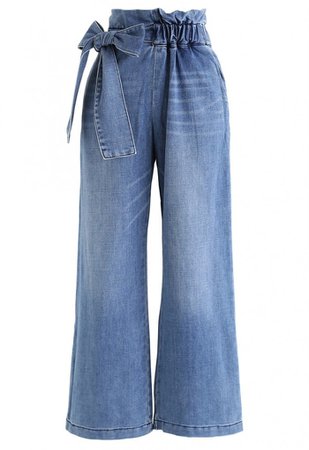 Bowknot High-Waisted Wide-Leg Jeans - NEW ARRIVALS - Retro, Indie and Unique Fashion