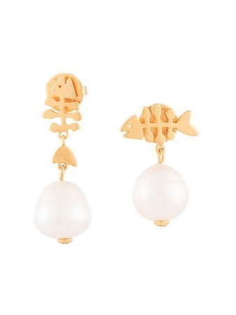 Tory Burch Fish And Pearl Earrings