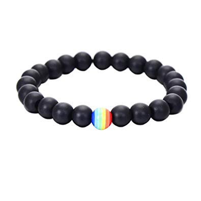 bracelet - rainbow - black- beaded