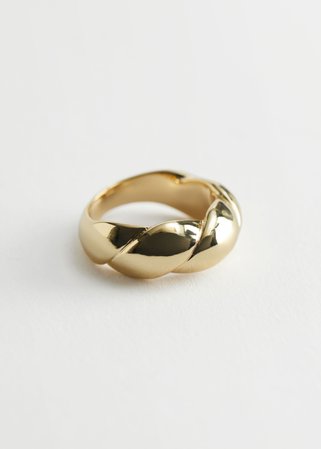 Chunky Embossed Braid Ring - Gold - Rings - & Other Stories