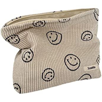 Amazon.com: Cosmetic Bags for Women Girls Small Makeup Bag for Purse Corduroy Makeup Pouch Travel Makeup Bag with Zipper Make Up Bag for Travelling (Beige Smile) : Beauty & Personal Care