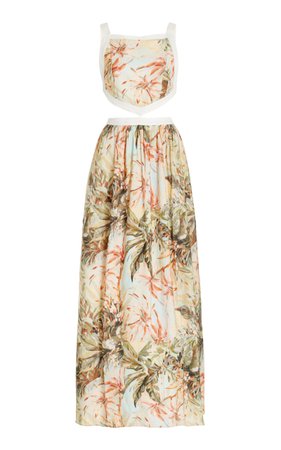 Marino Open-Back Floral Linen-Blend Maxi Dress By Significant Other | Moda Operandi