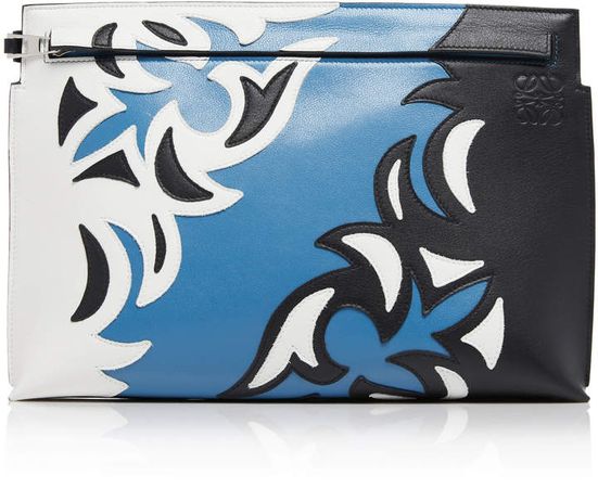 T-Pouch Paneled Leather Clutch