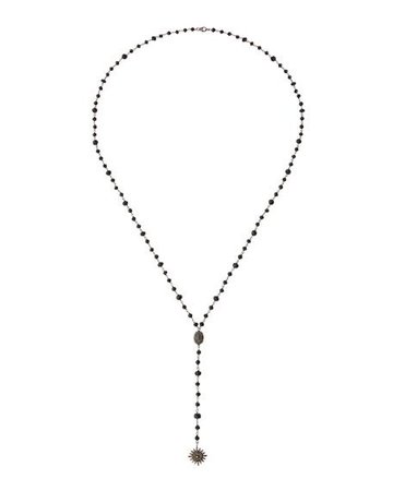 Bavna Black Spinel Y-Drop Necklace w/ Diamonds