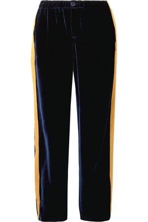 Sleepy Jones | Marina grosgrain-trimmed velvet pajama pants | NET-A-PORTER.COM