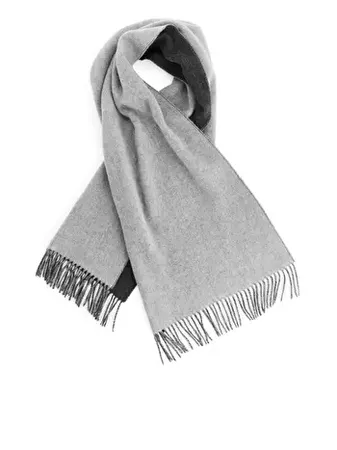 Fringed Wool Scarf - Light Grey/Dark Grey - Bags & accessories - ARKET IT