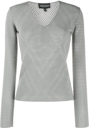 Textured V-Neck Sweatshirt