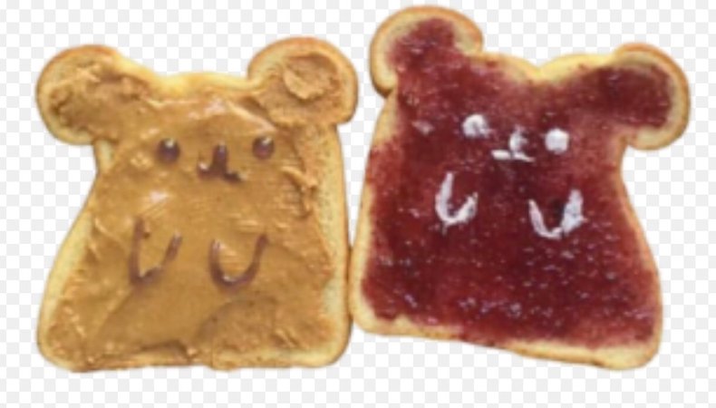cute bear-themed peanut butter and jelly toast