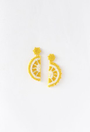 Half Lemon Beaded Earrings - Retro, Indie and Unique Fashion