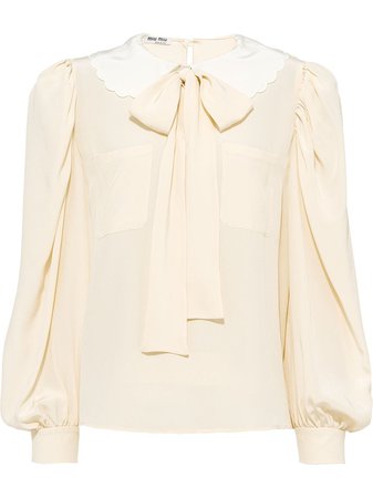 Miu Miu pussy-bow silk-crepe de Chine blouse MT16241YS3 - Farfetch