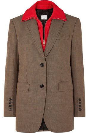 Burberry | Blazer en laine pied-de-poule et en jersey | NET-A-PORTER.COM