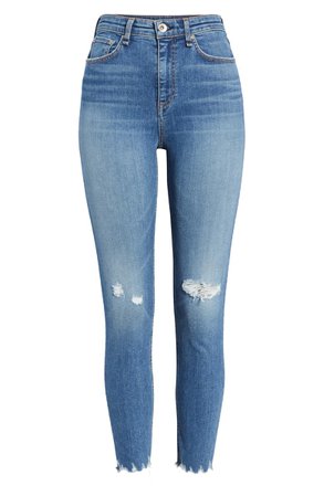 rag & bone Nina Ripped High Waist Ankle Skinny Jeans (Vernon Hole) | Nordstrom