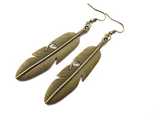metal bronze feather earrings - Google Search
