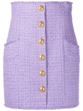 Balmain button-detail Tweed Skirt - Farfetch