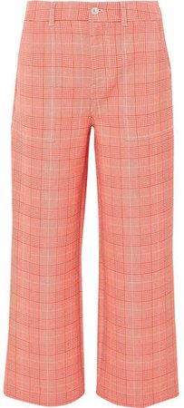 Garvey Checked Cady Wide-leg Pants - Red