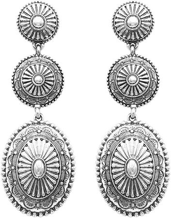 Amazon.com: Rosemarie Collections Women's Statement Western Style Triple Concho Dangle Earrings, 2.87" (Oval Concho): Clothing, Shoes & Jewelry