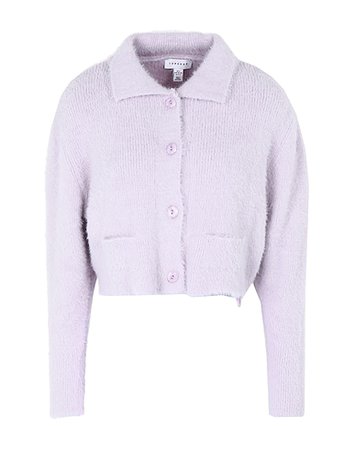 Topshop Lilac Knitted Ribbed Polo Cardigan - Cardigan - Women Topshop Cardigans online on YOOX United States - 14099470IP