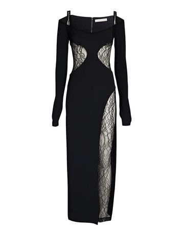 Dion Lee Composite Lace Crepe Dress In Black | INTERMIX®