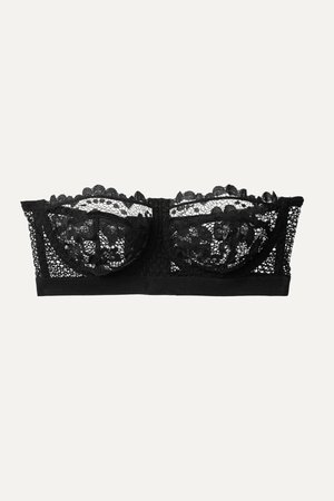 Black Petunia stretch-mesh and corded lace underwired strapless balconette bra | ELSE | NET-A-PORTER