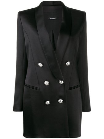Black Balmain Double-Breasted Blazer Dress | Farfetch.com